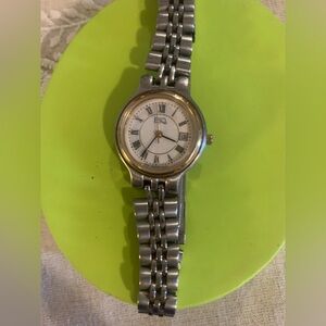 Vintage ESQ swiss Ladies Silver and Gold Two-Tone Watch